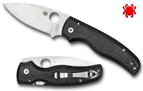 Spyderco C229GP Shaman - 3.58" CPM-S30V Plain Edge Blade - Black G-10 Handle