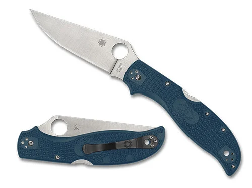 Spyderco C258FPK390 Stretch 2 XL - 3.99" Plain Edge K390 Blade - Blue FRN Lightweight Handle