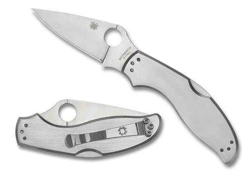 Spyderco C261P UpTern - 2.82" Plain Edge 8Cr13MoV Blade - Stainless Steel Handle