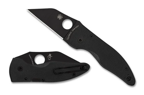 Spyderco C264GPBK MicroJimbo - Michael Janich Design - 2.45" Black DLC Finish CPM-S30V Wharncliffe Blade - Black G-10 Handle
