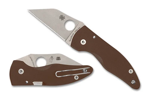 Spyderco C264GPBN15V MicroJimbo - Michael Janich Design - 2.45" Satin Finish CPM-15V Wharncliffe Blade - Brown G-10 Handle - SPRINT RUN