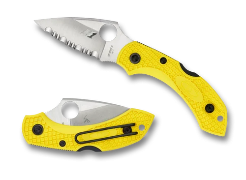 Spyderco C28SYL2 Dragonfly 2 Salt - 2.25" H-1 Serrated Edge Blade - Yellow FRN Handle