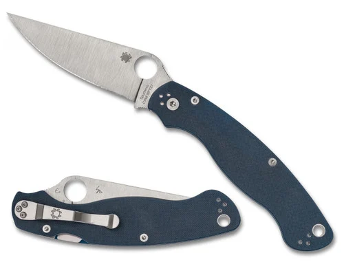 Spyderco C36GPCBL2 Military 2 - 4.0" CPM-SPY27 Plain Edge Blade - Cobalt Blue G-10 Handle - Compression Lock