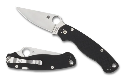 Spyderco C81GP2 Para Military 2 - 3.44" CPM-S45VN Satin Finish Plain Edge Blade - Black G-10 Handle