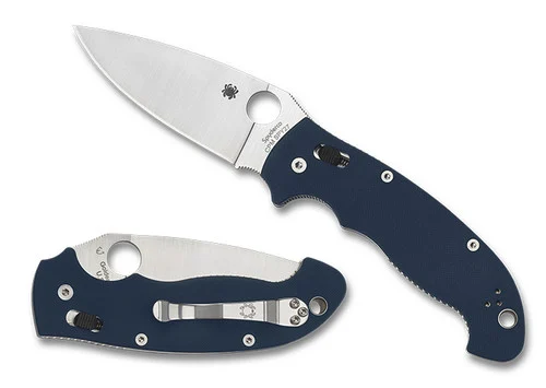 Spyderco C95GPCBL2 Manix 2 XL - 3.85" CPM-SPY27 Plain Edge Blade - Cobalt Blue G-10 Handle