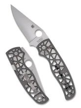 Spyderco Edgerati Folding Knife Cut Out Gray Aluminum Handle S30V Blade C266ALP