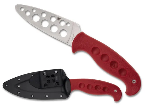 Spyderco FB05TRD Temperance TRAINER - 4.15" BLUNTED "Blade" - Red FRN Handle - Boltaron Sheath - SPRINT RUN