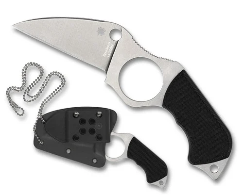 Spyderco FB14P5 Swick 5 Large - 2.7" Plain Edge LC200N Wharncliffe Blade - Black G-10 Scales - Boltaron Sheath with G-Clip