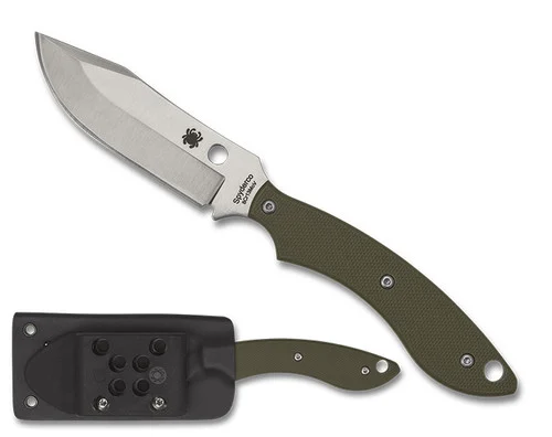 Spyderco FB49GPOD Stok Bowie - 2.95" 8Cr13MoV Blade - OD Green G-10 Scales - Boltaron Sheath
