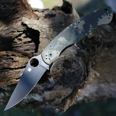 Spyderco Military 2 - 4.0" Black DLC CPM S30V Plain Blade Digital Camo G-10 C36GPCMOBK2
