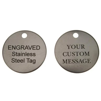 Stainless Steel Round Key Tag 1-1/4 Inch Diameter - CUSTOM ENGRAVED