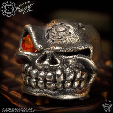 Starlingear Bead: Slickster - Silver Stamped w/Garnet (SG3778)