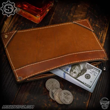 Starlingear Leather Bank Bag - Two Tone Brown w/Red Lining (SG3763)