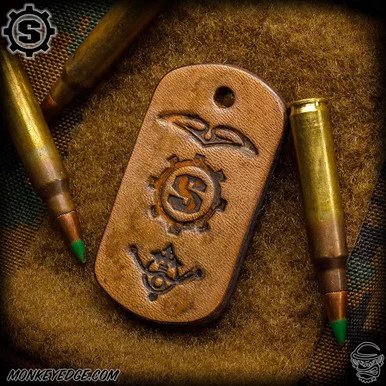 Starlingear Leather Patch: Dog Tag Vintage S-Gear - Tan (SG3355)