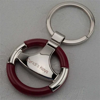 Steering Wheel with Wood Key Chain - Custom Engraved