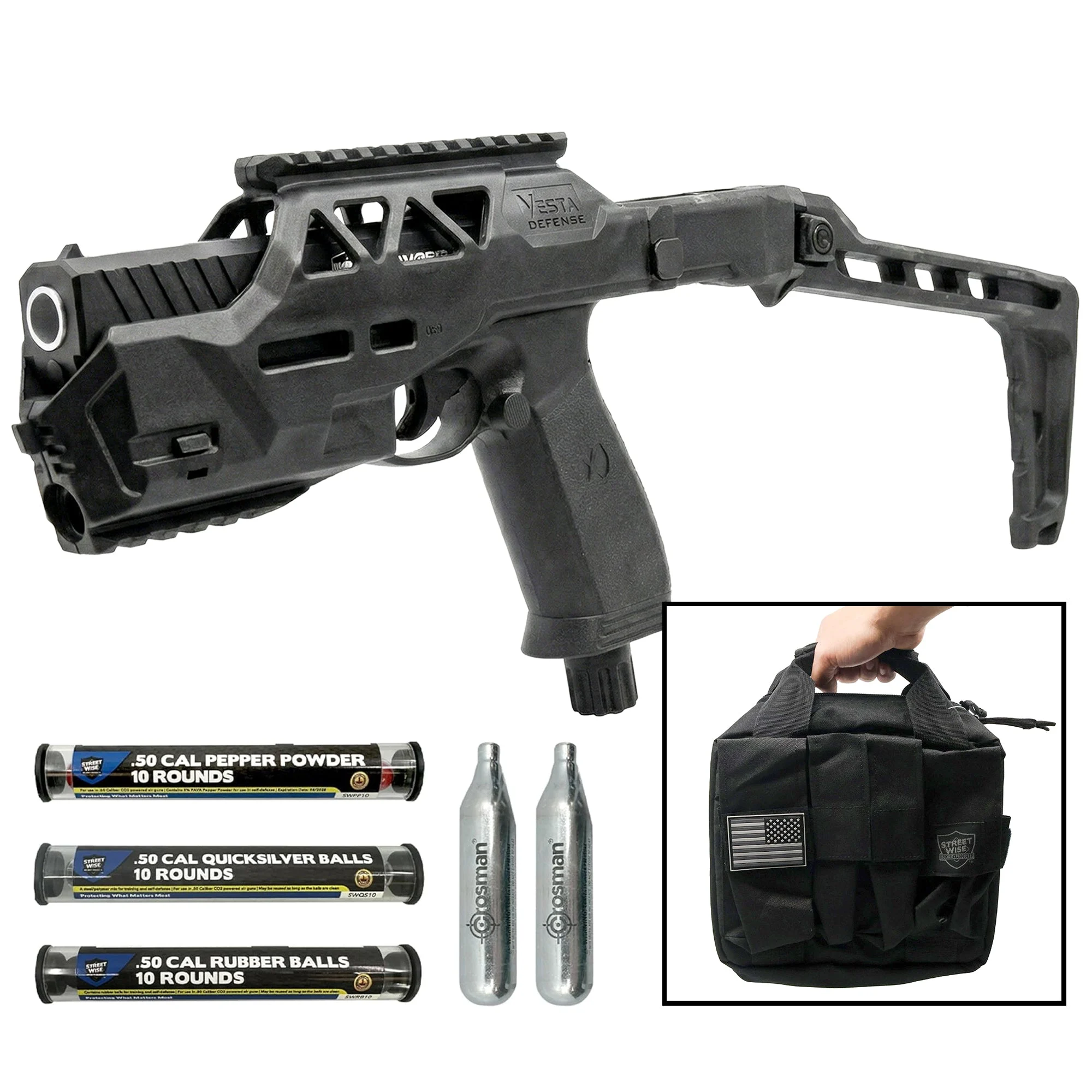 Streetwise The Heat Pepper Ball Launcher Folding Stock Deluxe Kit