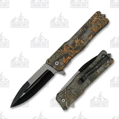 SZCO Supplies 4.75in Camo Folding Knife - Two-Tone Spear Point Blade 300513CM