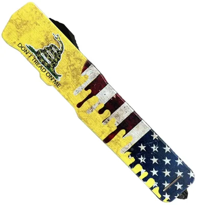 Templar Excalibur Small Don't Tread On Me OTF - Blk Alum (3.0" D2 Tanto Serr) XS-DTOM-52-1