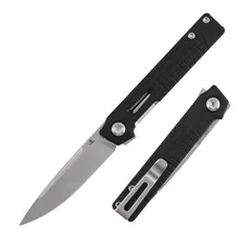 Tenable Kitpu Folding Knife Black G10 Handle Nitro-V Drop Point Plain Edge Stonewash Finish B2123A3