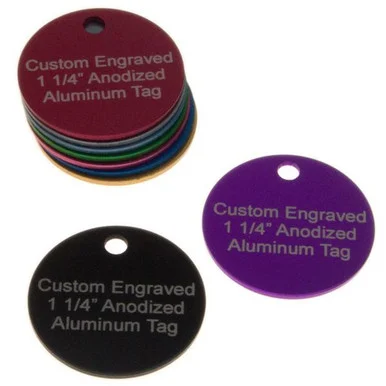 TEST of 1-1/4 Inch Round Aluminum Tag CUSTOM ENGRAVED