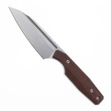 TwoSun Fixed Blade Knife Brown Micarta Handle D2 Plain Edge Stonewash Finish TS616