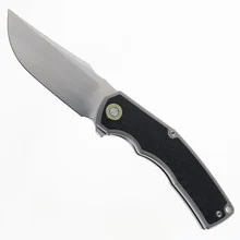 TwoSun Folding Knife Black Titanium/Carbon Fiber Handle 14C28N Plain Edge Stonewash Finish TS528-14C28N-CF