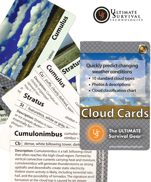 Ultimate Survival Cloud Cards - 10 Cards Describe the Appreance of Cloud Types and Their Related Weather Patterns
