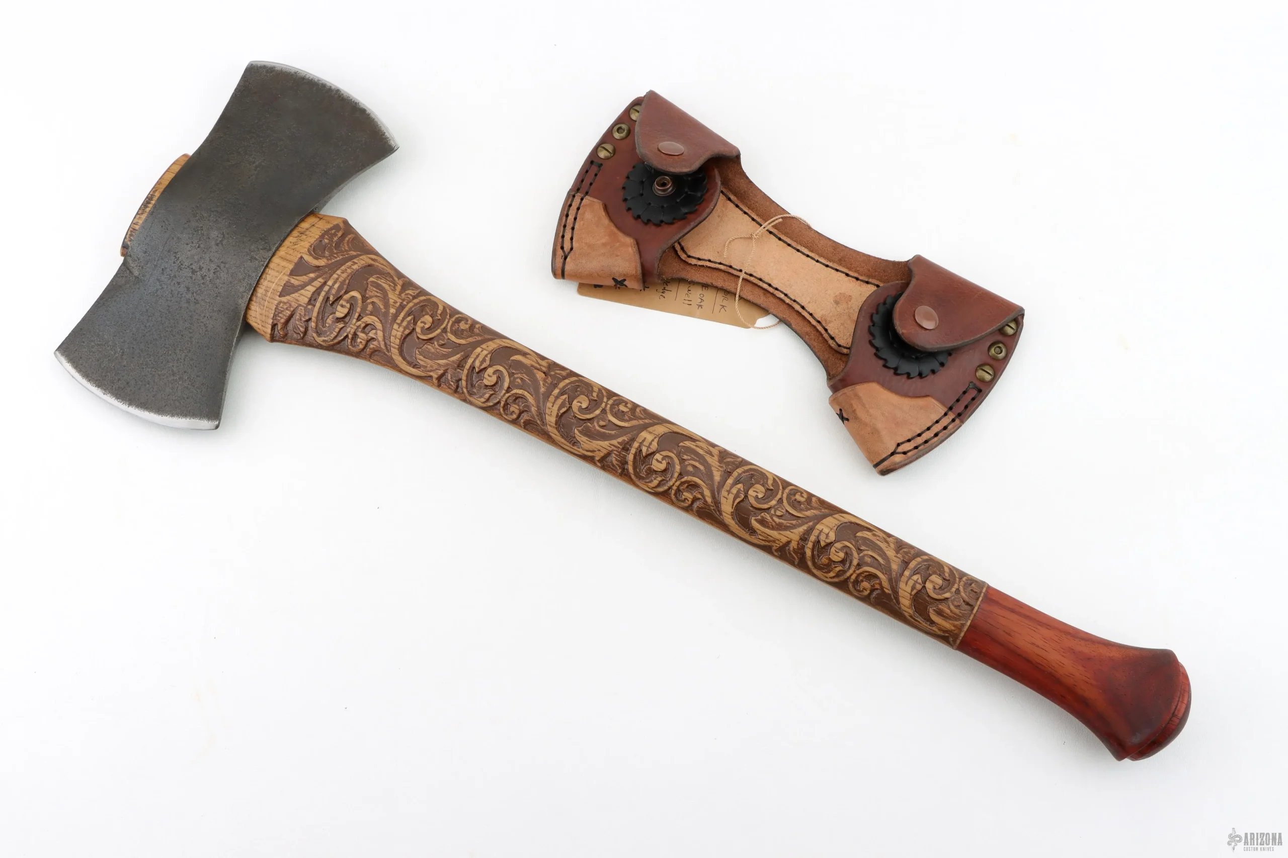 Unmarked Scrollwork Axe - 25.5" White Oak Paduak Swell