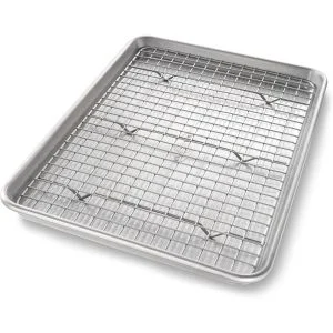 USA Pan Nonstick Jelly Roll Baking Sheet & Cooling Rack Set