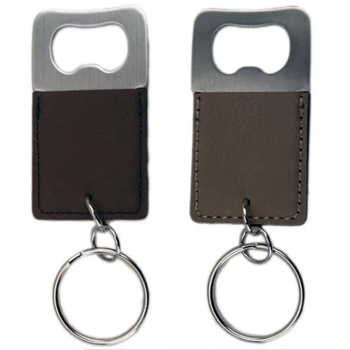 Vegan Leather Wrapped Metal Bottle Opener Keychain