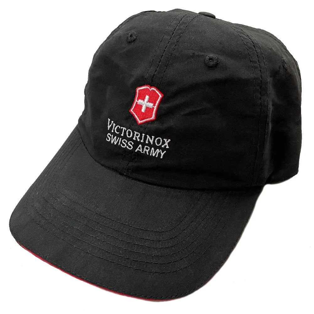 Victorinox Cross & Shield Black Baseball Cap with Red Trim