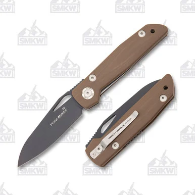 Viper Knives Free Folding Knife Brown G-10 Handle 3.75in Black PVD D2 Steel Wharncliffe Blade V4894BW