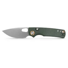 Vosteed Porcupine Folding Knife Green Micarta Handle 14C28N Drop Point Plain Edge Stonewash Finish A2611