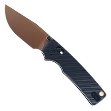 Vosteed Porcupine ModSwap Folding Knife Black G10 Handle 154CM Clip Point Plain Edge Copper Dune Finish A3101