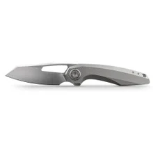 Vosteed Thunderbeast Folding Knife Gray Titanium Handle M390 Reverse Tanto Plain Edge Satin Finish A4301