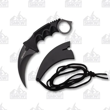 WarTech Tactical Fixed Blade Neck Knife 2.5in Karambit Black NTYC9115BK