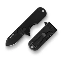 WESN The Microblade Folding Knife Blackout Titanium Handle D2 Plain Black Blade WESN01-2