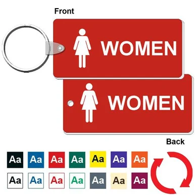 Womens Restroom Medium Rectangle Double Sided Engraved Key Tag