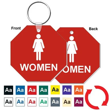 Womens Restroom Octagon Double Sided Engraved Key Tag