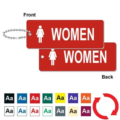 Womens Restroom Standard Rectangle Double Sided Engraved Key Tag