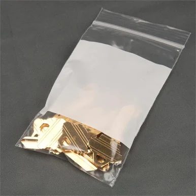 Zipper Close Poly Bags 3 Inch x 4 Inch with White Block